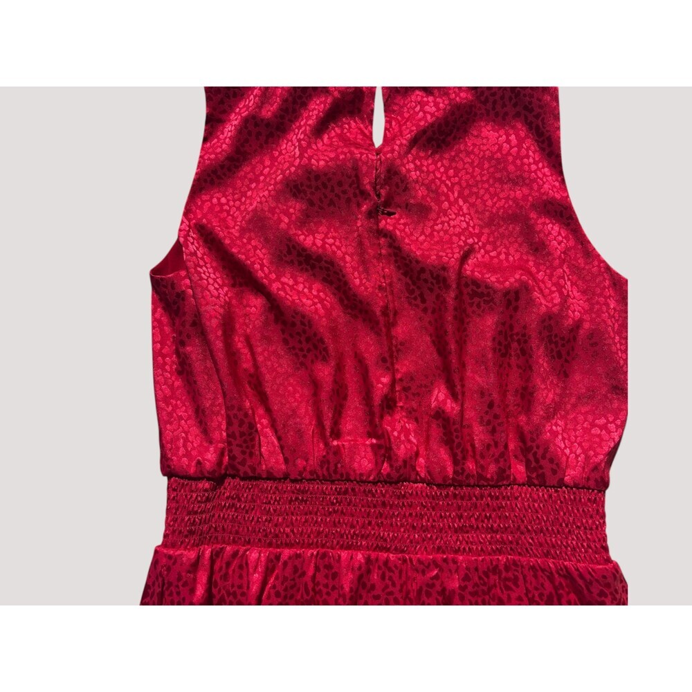 White House Black Market NWT Red Wide Leg Jumpsuit Twist Knot Neck Animal Print - Picture 7 of 15
